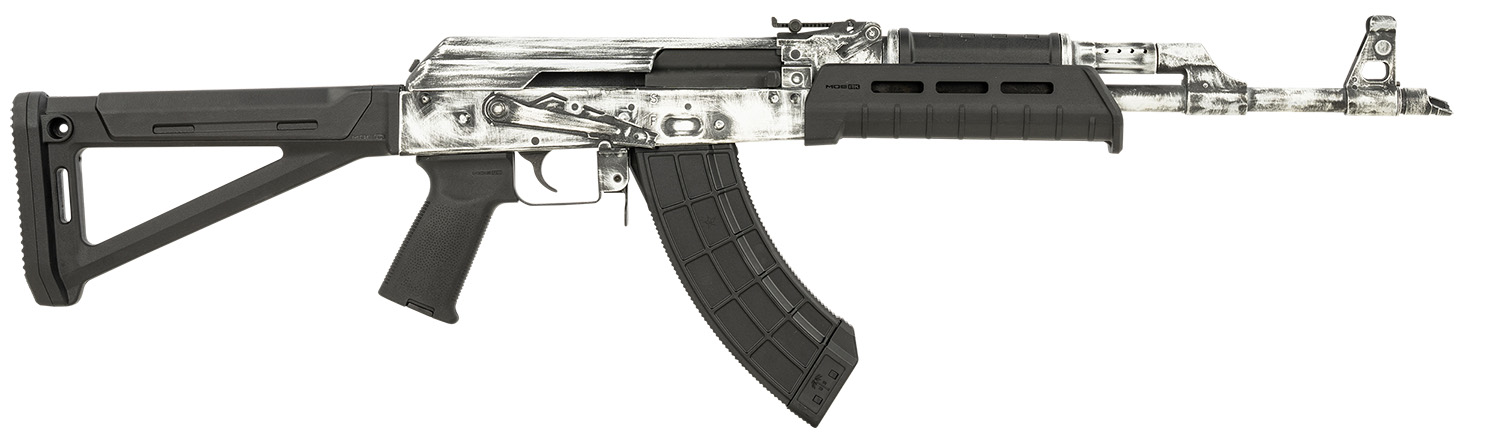 Century Arms RI4997N VSKA  7.62x39mm 30+1 16.50″ Barrel w/Chevron Muzzle Brake, White Distressed Aluminum Receiver, Black Magpul MOE AK Stock, MOE Pistol Grip & Ultimak Handguard
