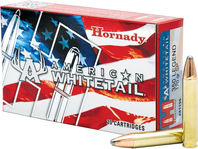 In Stock: Hornady American Whitetail 350 Legend Ammo 170 Grain Hornady Interlock Jacketed Soft Point 300rounds